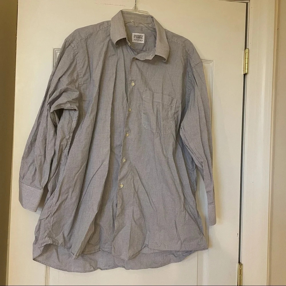 Gianfranco Ferre Studio Button Down Men’s Shirt - Size 17 - Italian Menswear